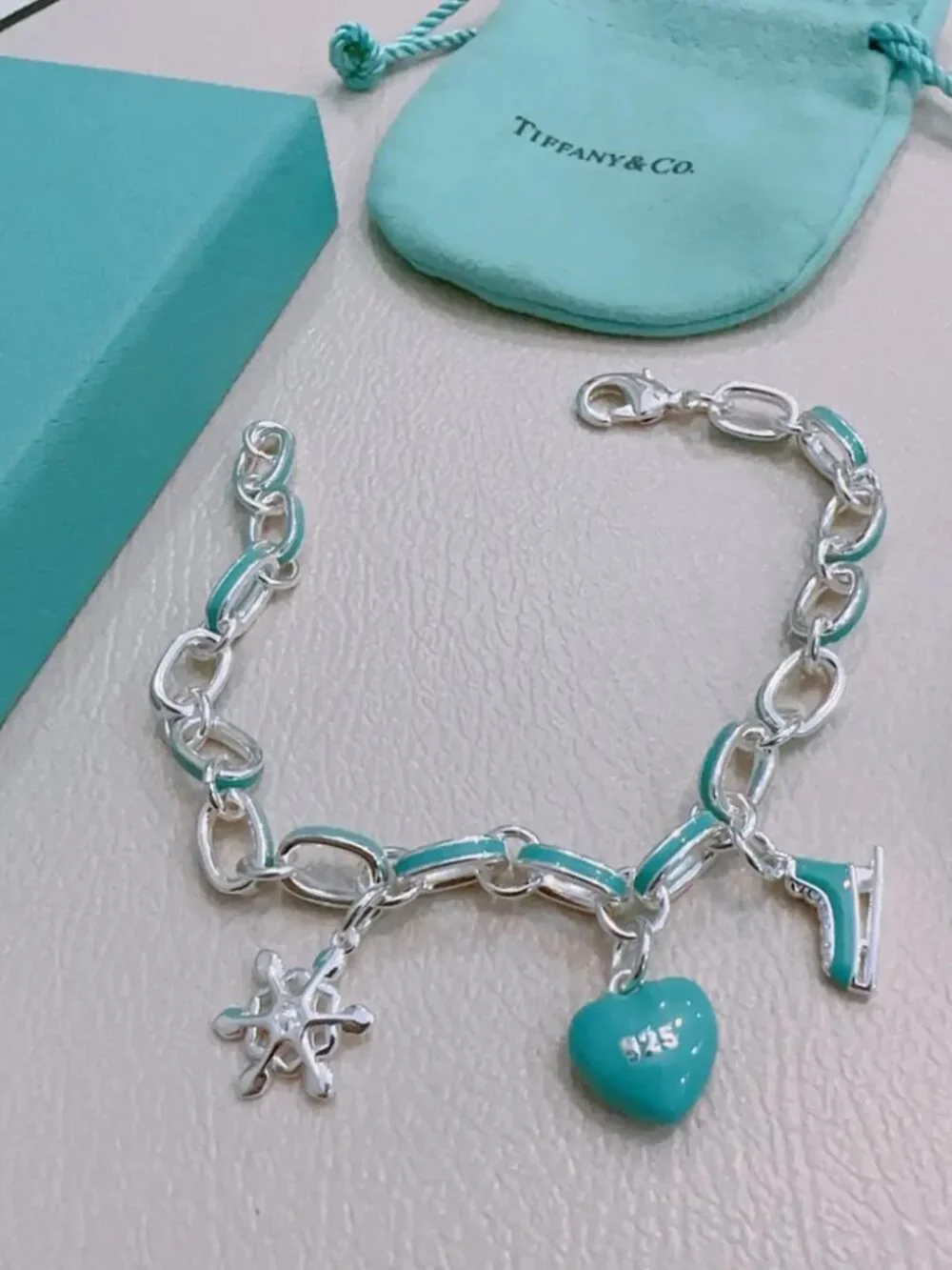Tiffany & Co. Blue Silver Heart Bracelet